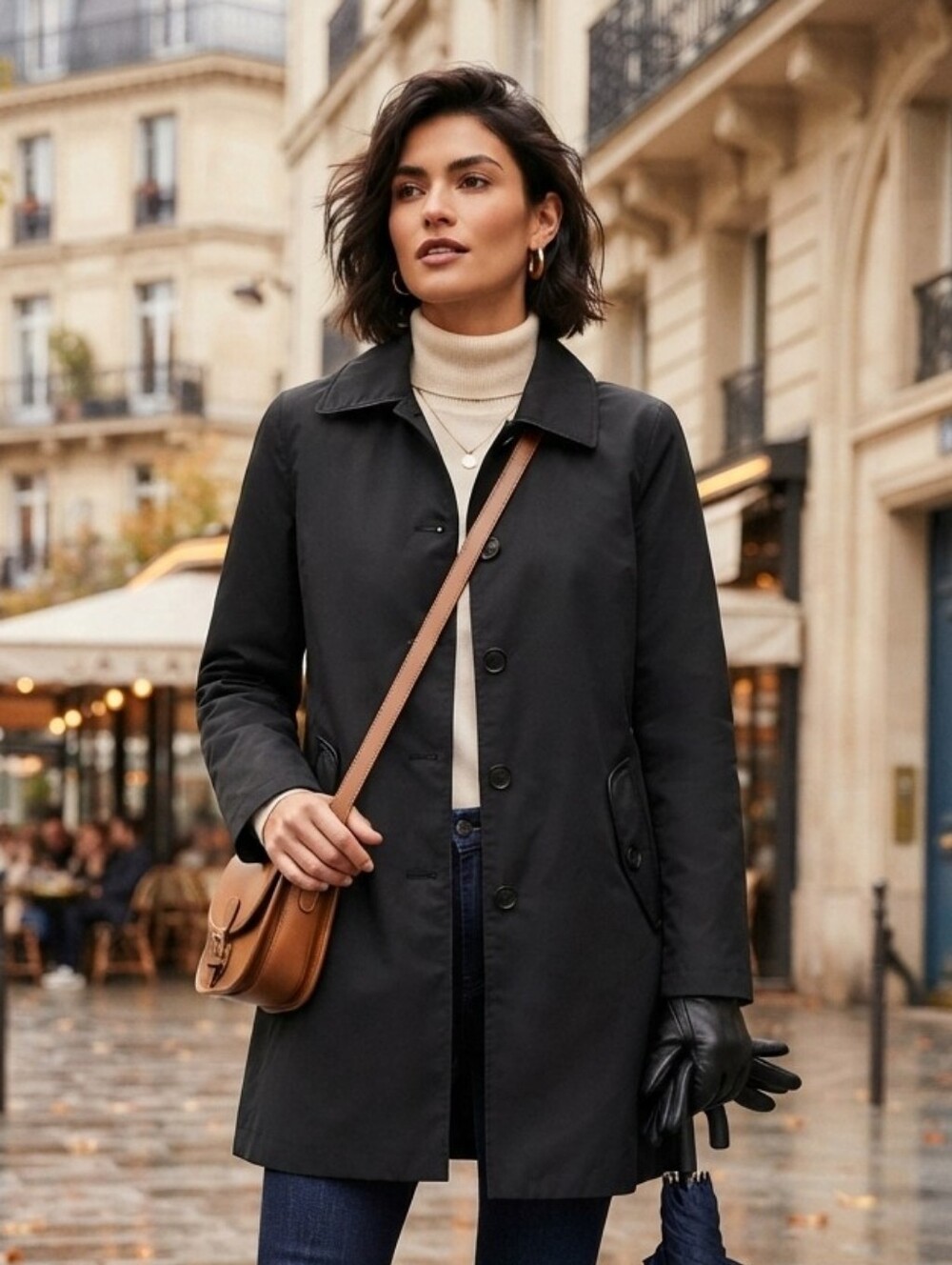 Lauren Ralph Lauren Black Trench Coat Large